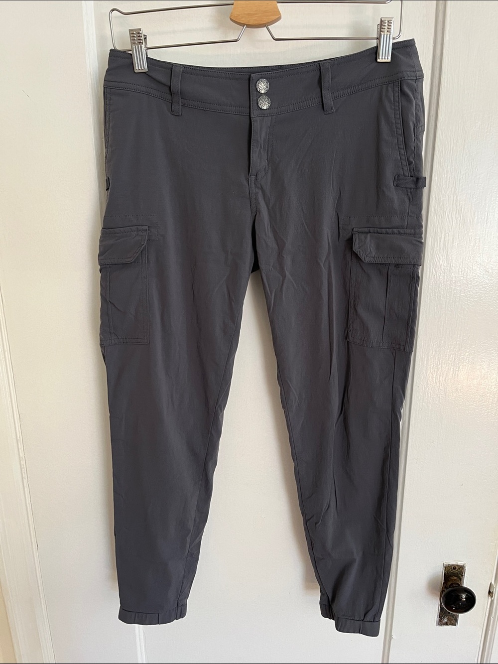 Prana Charcoal Hiking Pants with Utility Pockets and Elastic Ankle - Picture 2 of 6